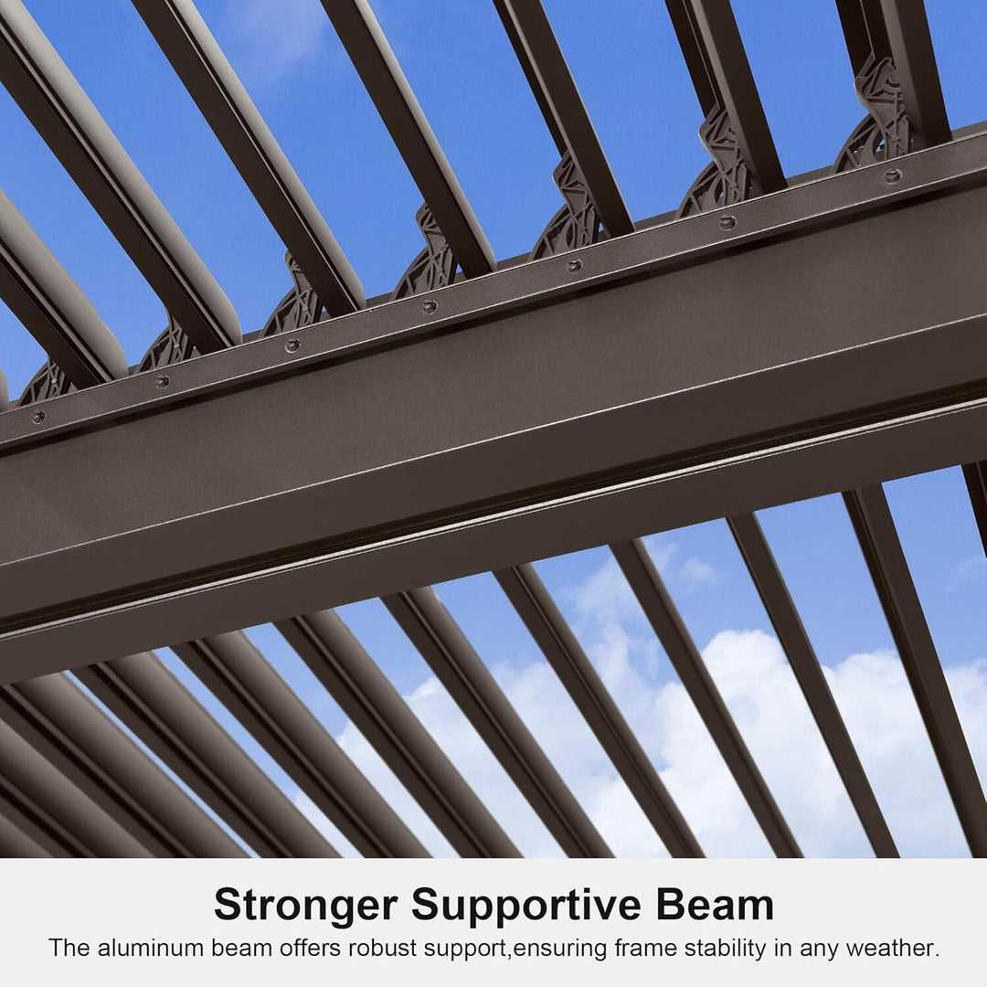 Bronze Louvered Pergola with Adjustable Roof for Deck Backyard Garden Hardtop Gazebo