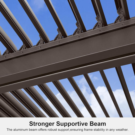Bronze Louvered Pergola with Adjustable Roof for Deck Backyard Garden Hardtop Gazebo