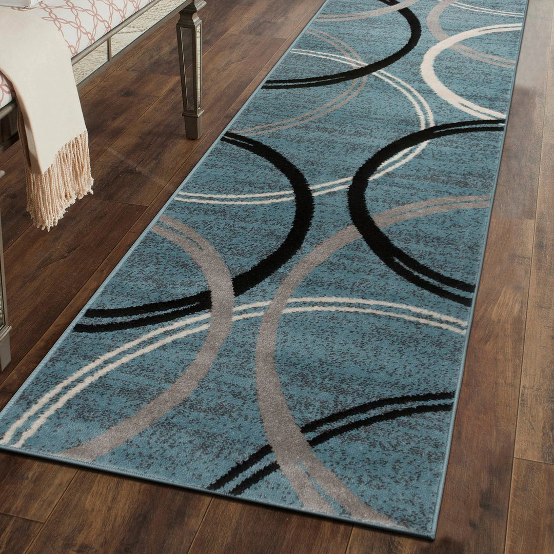 Contemporary Abstract Circles Design Area Rug