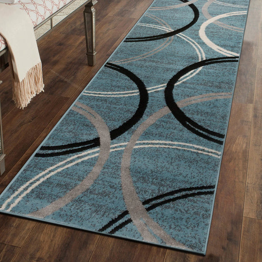 Contemporary Abstract Circles Design Area Rug