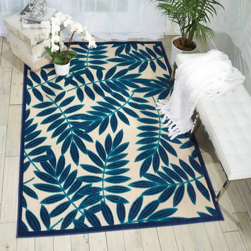 Aloha Leaf Print Vibrant Indoor/Outdoor Area Rug