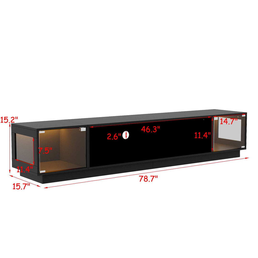 Modern Black Fireplace TV Stand Combo,Remote Fireplace Heater,2 Drawers,Light Strip & USB