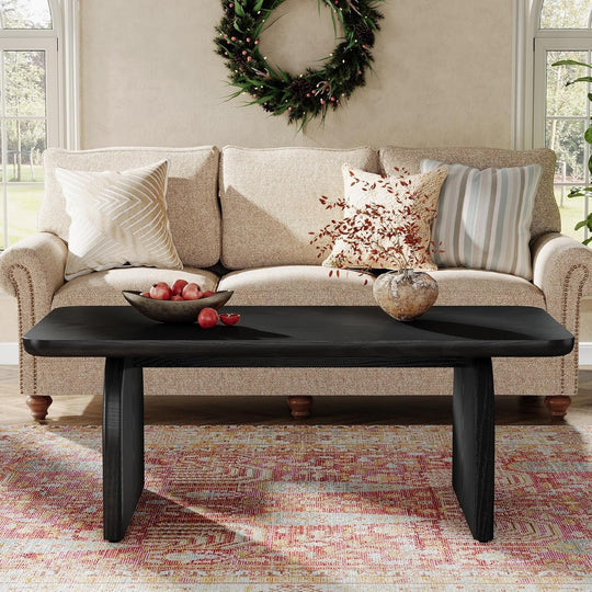 Farmhouse Rustic round Edge Rectangle Coffee Table