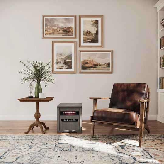 Infrared Portable Rolling Space Heater with Remote Control, Driftwood Grain Finish
