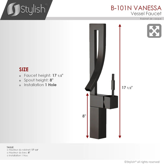 Single Handle Bathroom Faucet for Single Hole Brass Vessel Mixer Tap - Faucet Height: 17 1/2" Spout Height: 8"