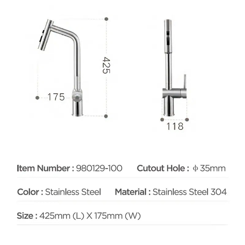 Kitchen Faucet with Pull down Sprayer, Cold & Hot Water Function