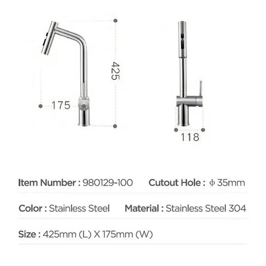 Kitchen Faucet with Pull down Sprayer, Cold & Hot Water Function