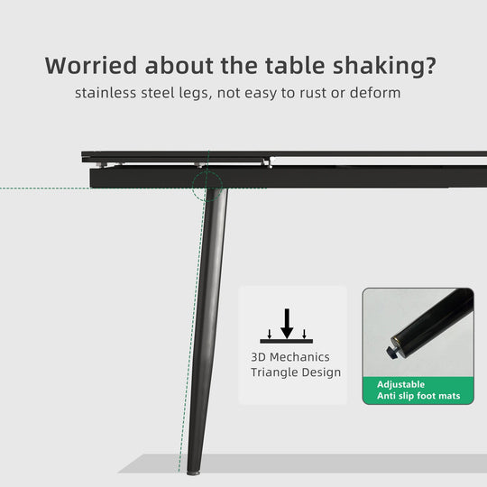 Glossy Slate 63"-95" Extendable Rectangle Dining Table - 94.4"W X 35.4"D X 29.5"H