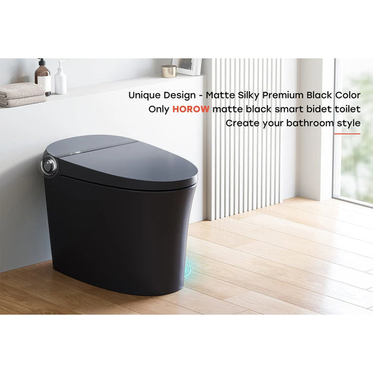 Elongated Smart Bidet Toilet Black Auto Flush Booster Pump Remote Control