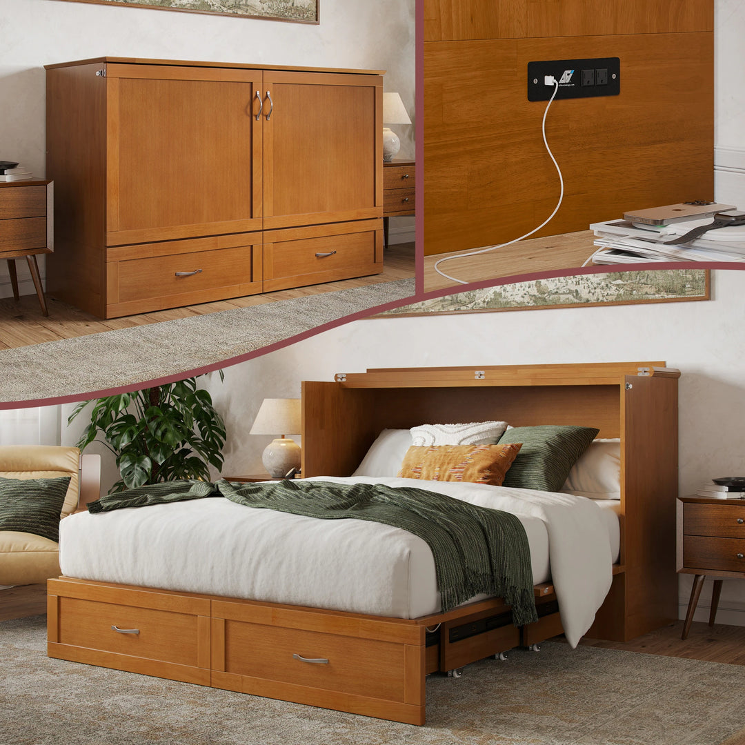 Hamilton Murphy Bed Chest with Mattress and Storage Drawer