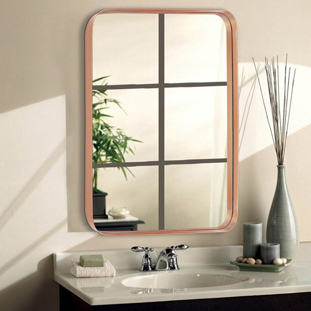 Modern Rounded Rectangle Metal Frame Wall Mirror