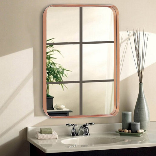 Modern Rounded Rectangle Metal Frame Wall Mirror
