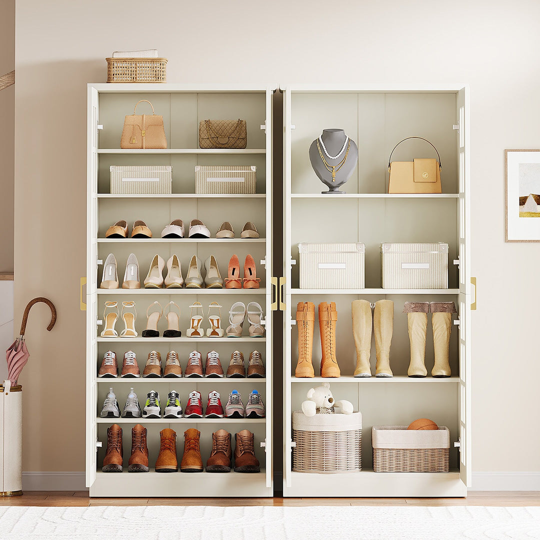 9-Tier Shoe Cabinet with Adjustable Shelves and Doors (71 Inches)