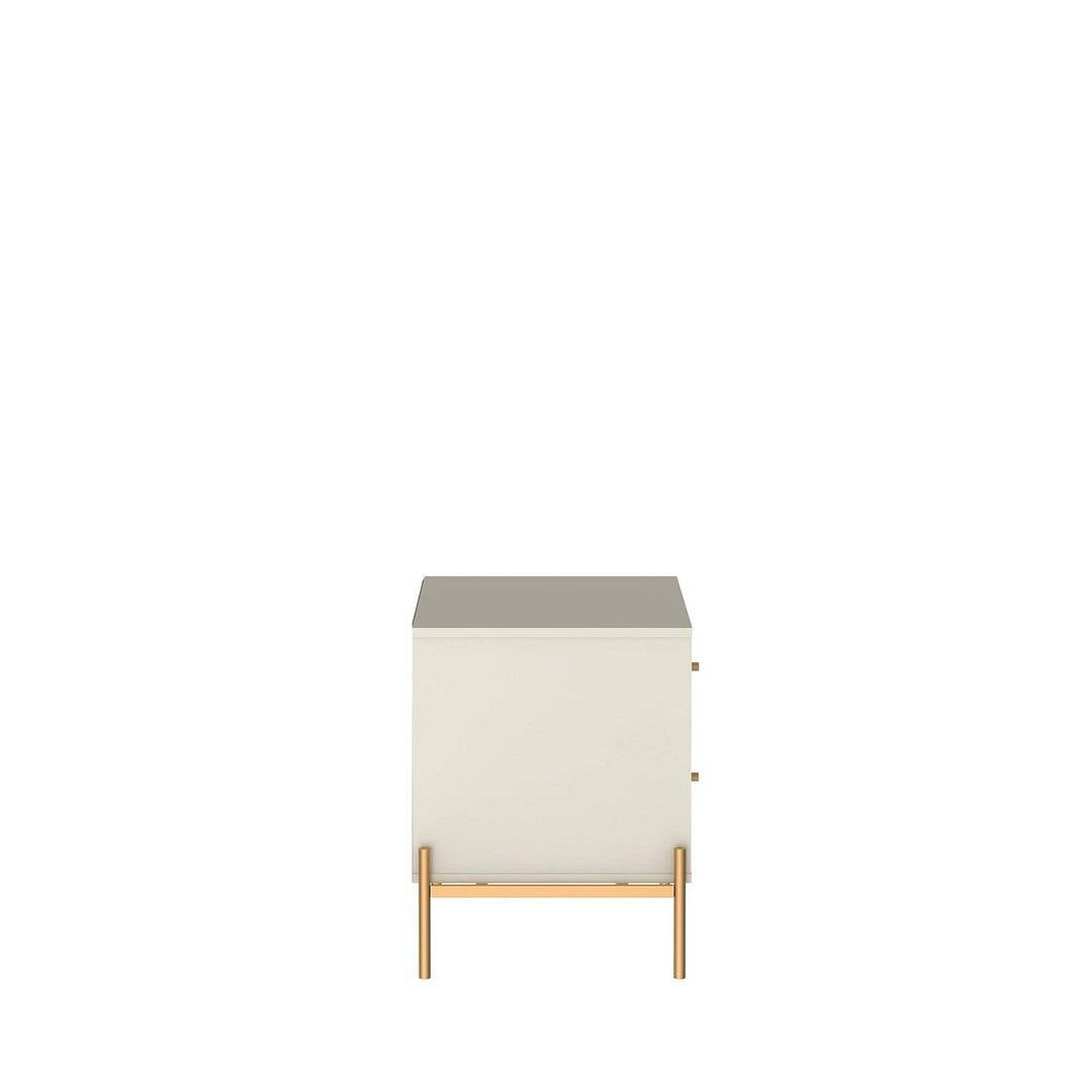 Jasper Nightstand with Steel Gold Legs in White Gloss