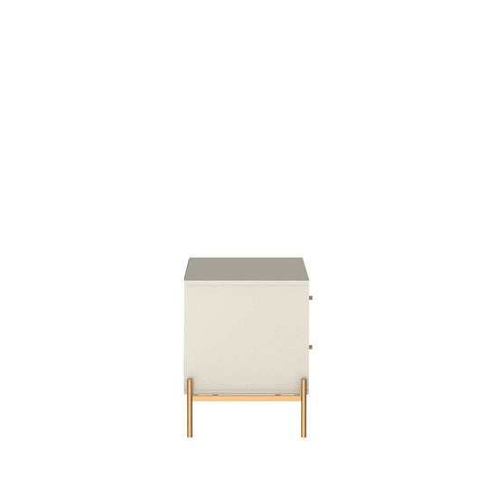 Jasper Nightstand with Steel Gold Legs in White Gloss