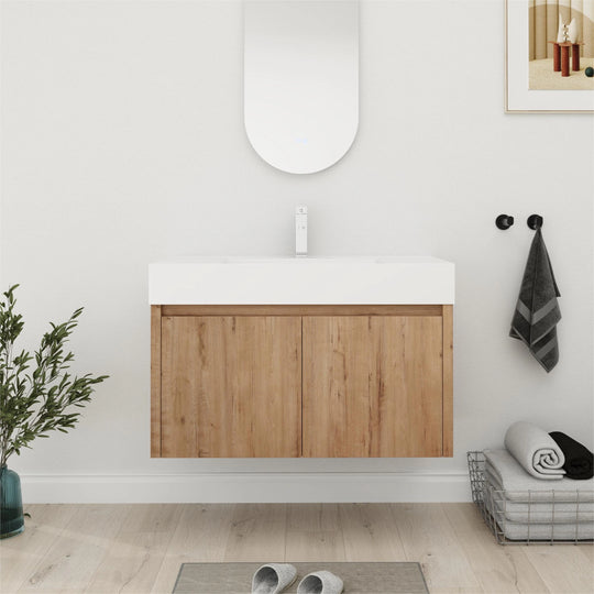 Bathroom Vanity with Sink in 24/30/36 Inch, Floating Bathroom Vanity with Soft Close Door