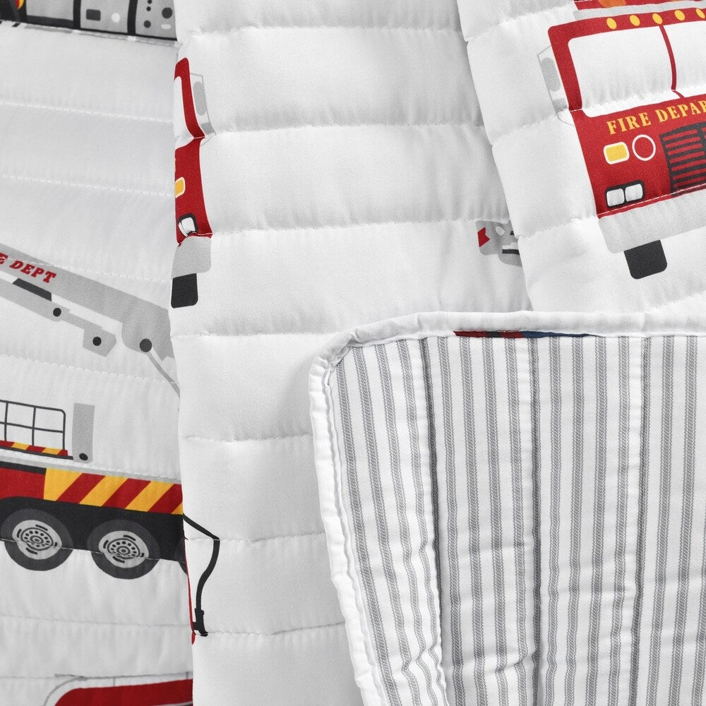 Fire Truck Reversible Print Throw Blanket