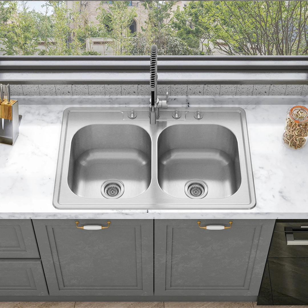 Drop in Double Bowl 304 Stainless Steel Kitchen Sink
