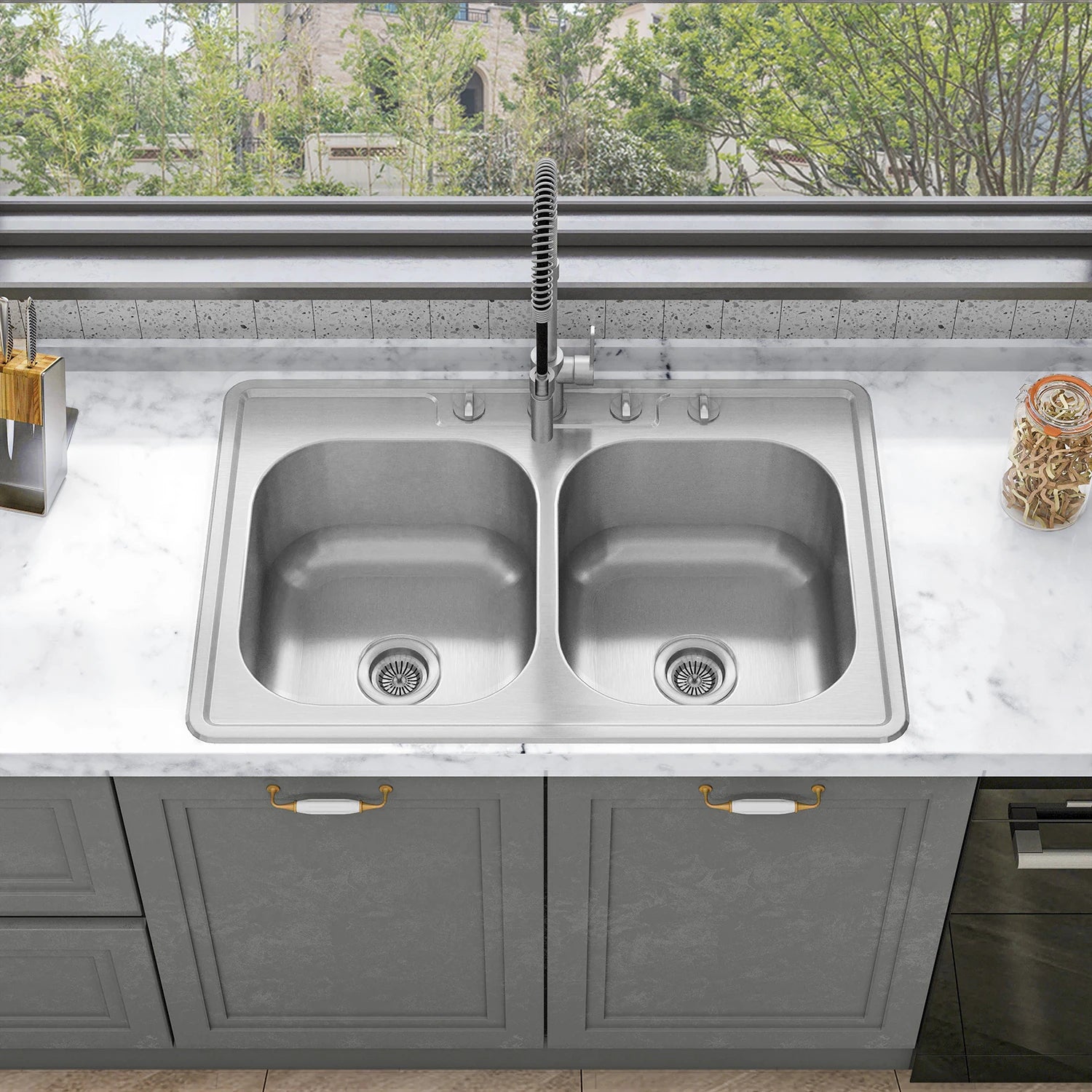 Drop in Double Bowl 304 Stainless Steel Kitchen Sink