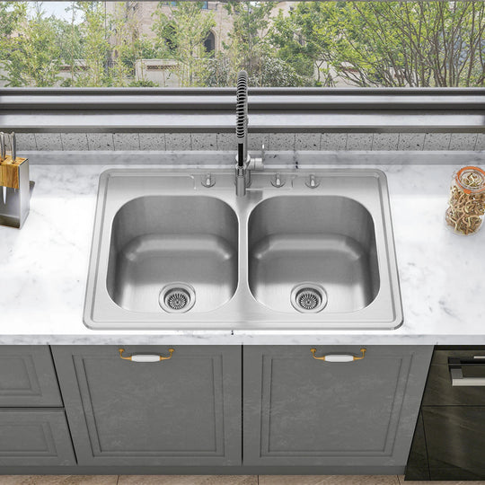 Drop in Double Bowl 304 Stainless Steel Kitchen Sink