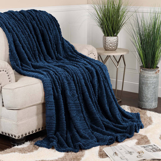 Arctic Boho Jacquard Plush Fluffy Fleece Blanket