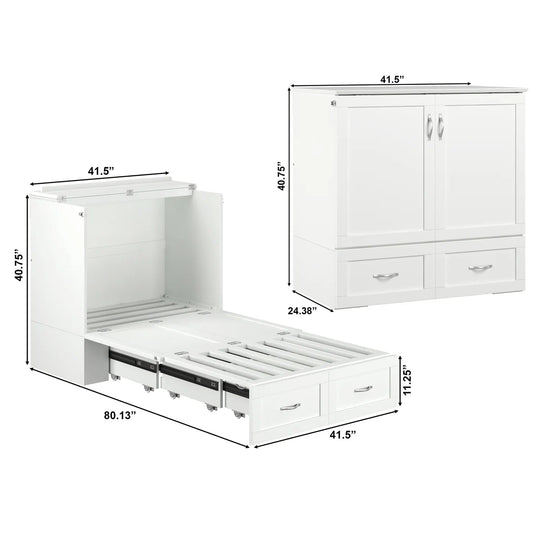 Hamilton Murphy Bed Chest with Mattress and Storage Drawer
