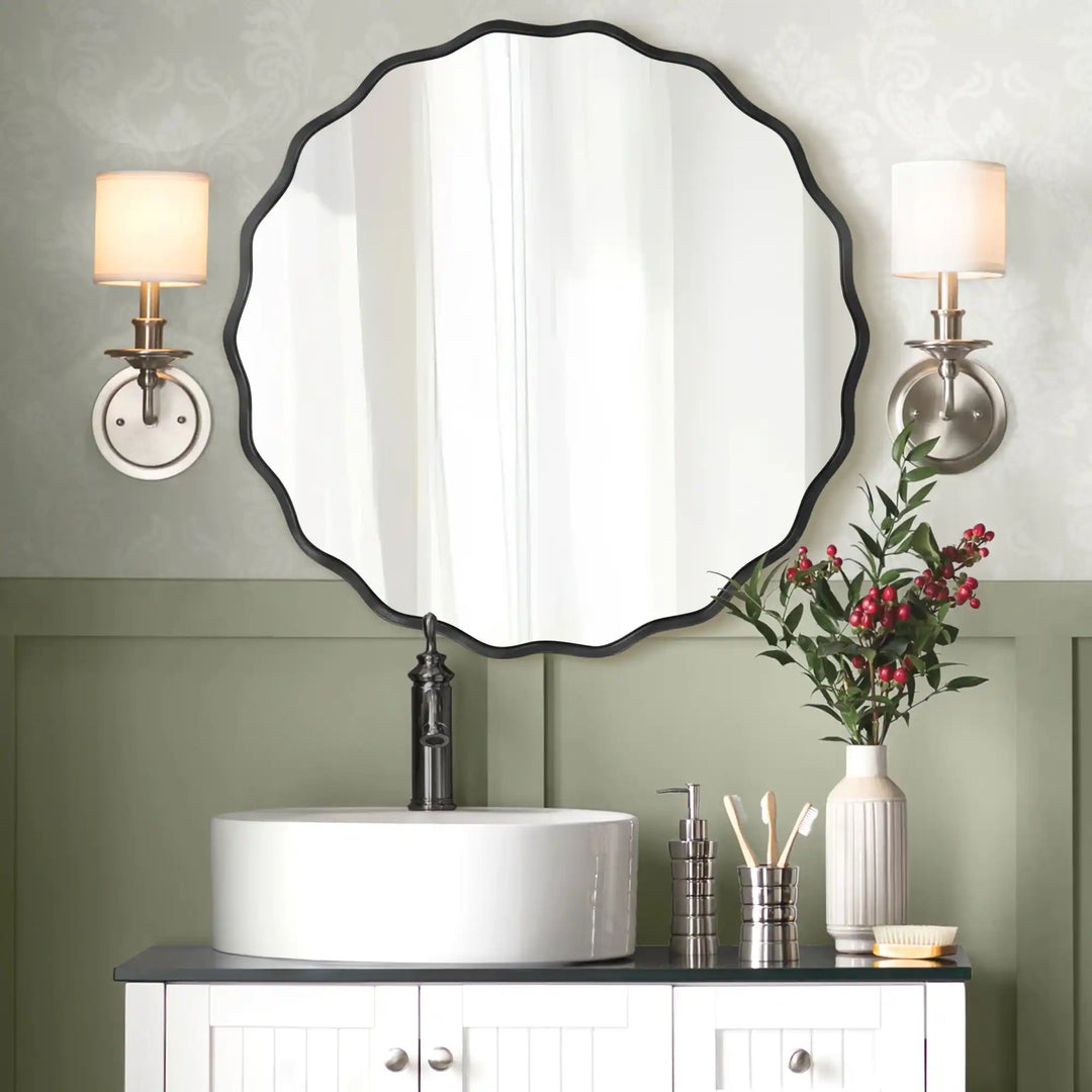 Aluminum Alloy Framed Wavy round Wall Mirror