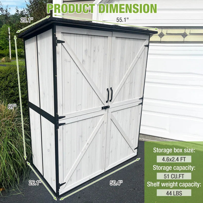 Outdoor Storage Shed with Metal Frame,Large Wooden Tool Cabinet with Adjustable Shelfs, House Garden Shed for Backyard Garden Patio Lawn