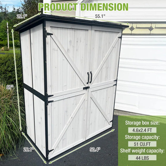 Outdoor Storage Shed with Metal Frame,Large Wooden Tool Cabinet with Adjustable Shelfs, House Garden Shed for Backyard Garden Patio Lawn