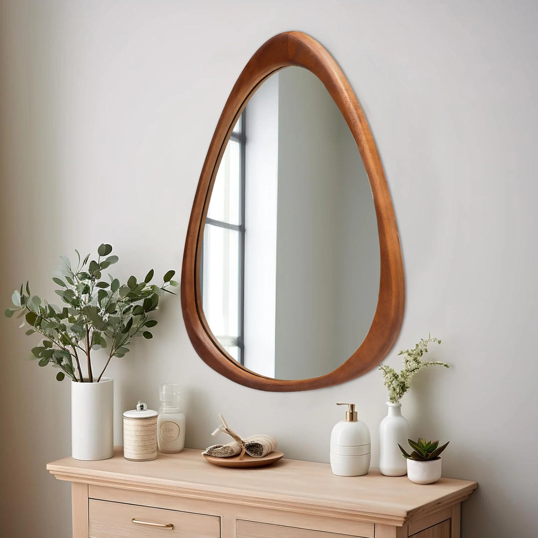 Irregular Mirror Asymmetrical Wood Wall Mirror
