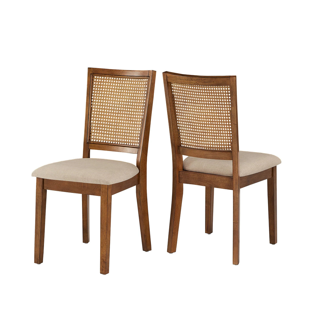 Eleanor Beige Linen Rattan Dining Chairs (Set of 2) by  Classic