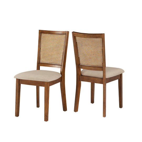 Eleanor Beige Linen Rattan Dining Chairs (Set of 2) by  Classic