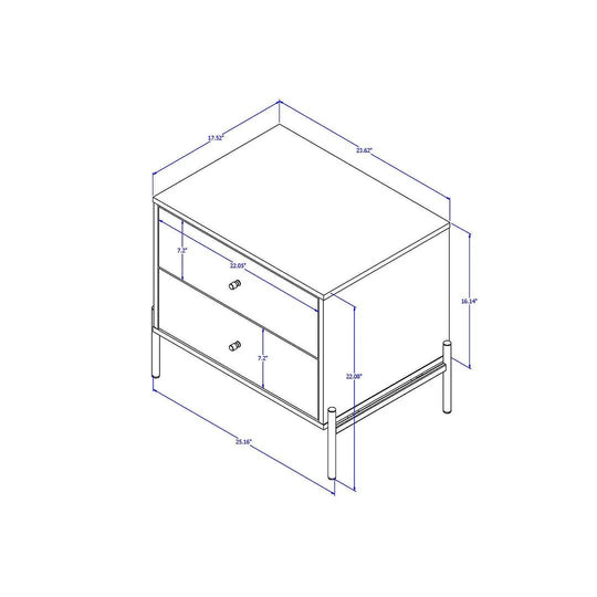 Jasper Nightstand with Steel Gold Legs in White Gloss