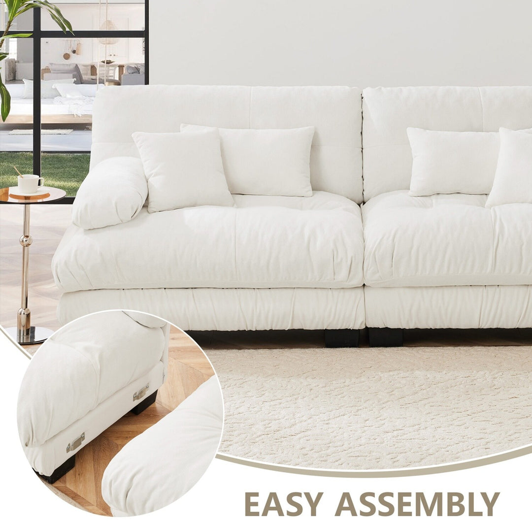 Luxury Chenille Modular Upholstered Sectional Sofa Couch with Convertible Ottoman