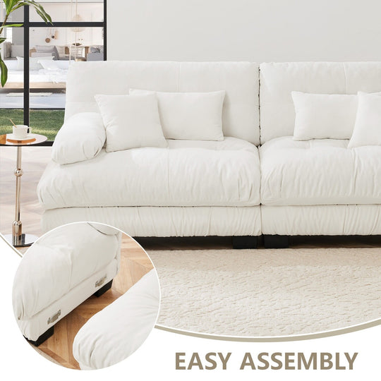 Luxury Chenille Modular Upholstered Sectional Sofa Couch with Convertible Ottoman