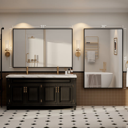 Modern Metal Framed French Cleat Mounted Wall Bathroom Vanity Mirror