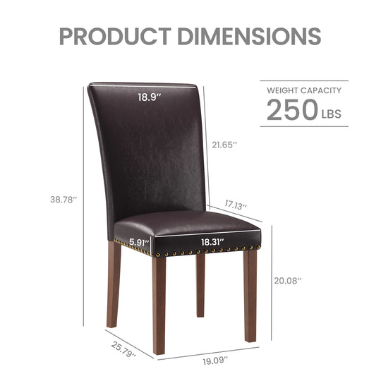 RENEWLINE Dining Chairs, Fabric with Nailhead Trim and Wood Legs