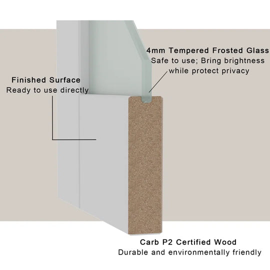 Bathroom Door Solid Manufactured Wood Prefinished Glass Standard Door without Hardware Kit