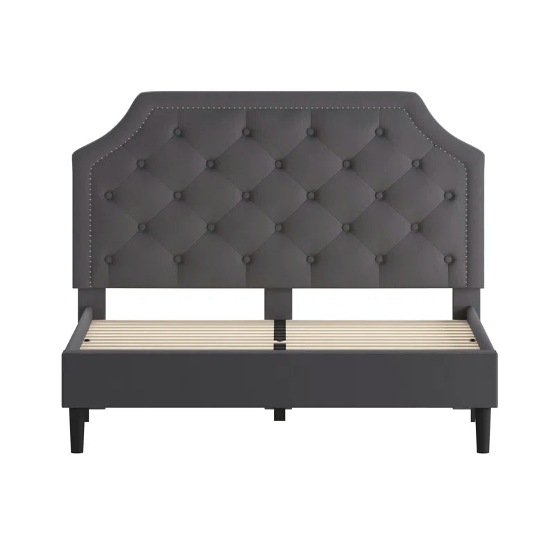 Aluino Arched Button Tufted Upholstered Platform Bed Frame - No Box Spring Required