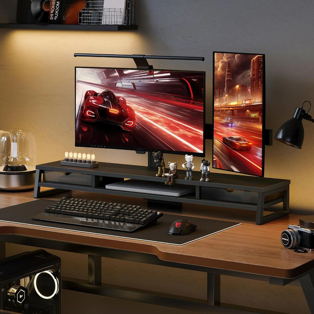 Fenge Dual Monitor Stand Riser for Desk, 42.5In Large Monitor Stand for 2 Monitor - 42.5X9.2X5.4 Inches