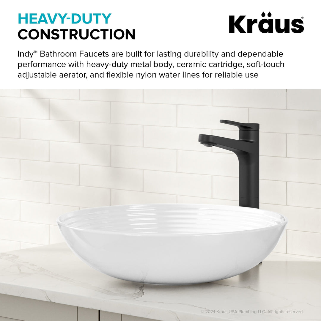 Indy Single Handle Vessel Bathroom Faucet with Pop up Drain