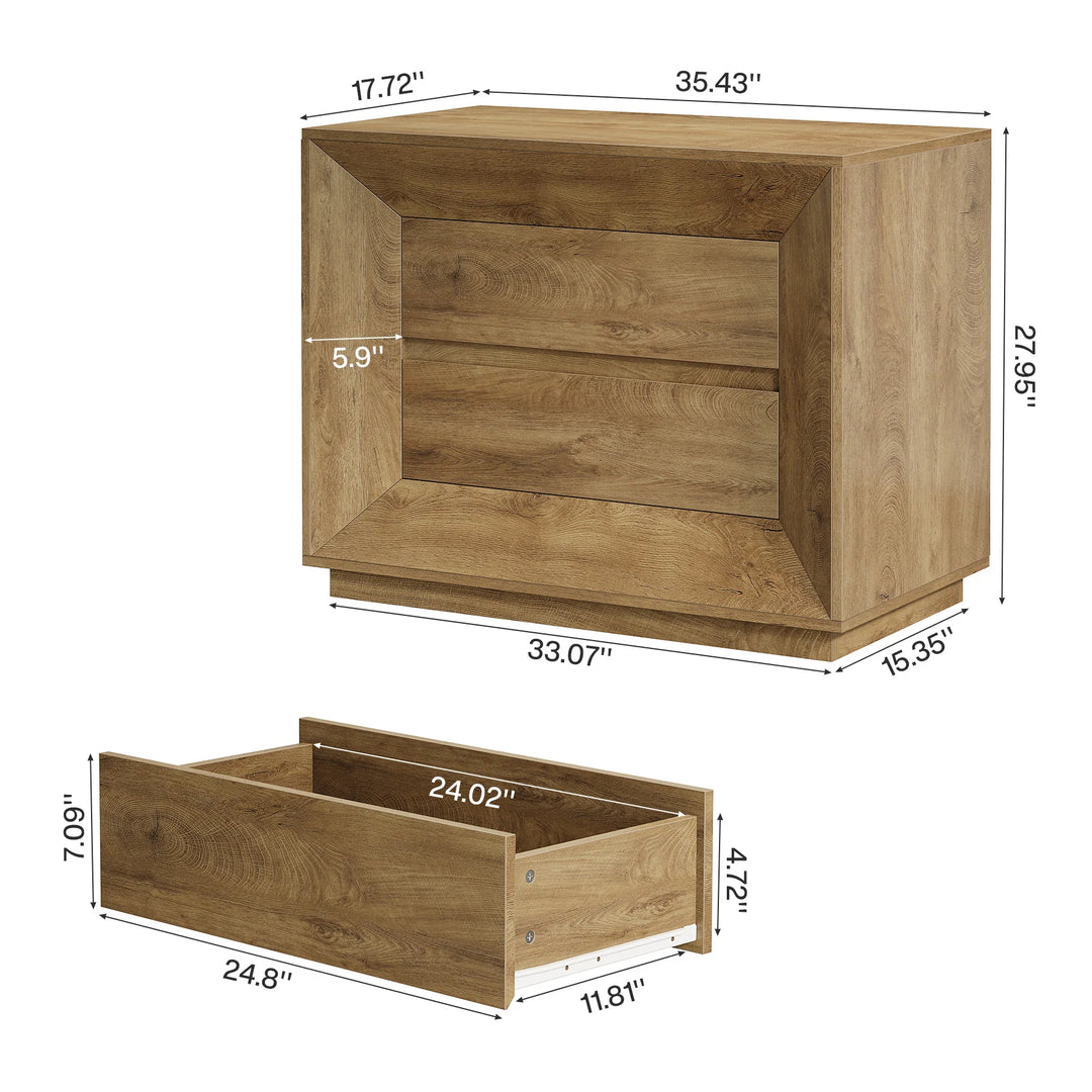Oversized Wide Nightstand Set of 2, 35.4" Large Night Stand with Drawers