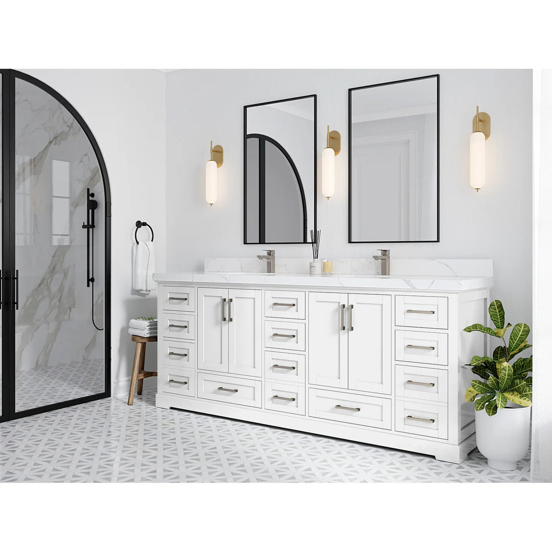 Willow Collection 84 in W X 22 in D X 36 in H Boston Double Bowl Sink Bathroom Vanity with Countertop