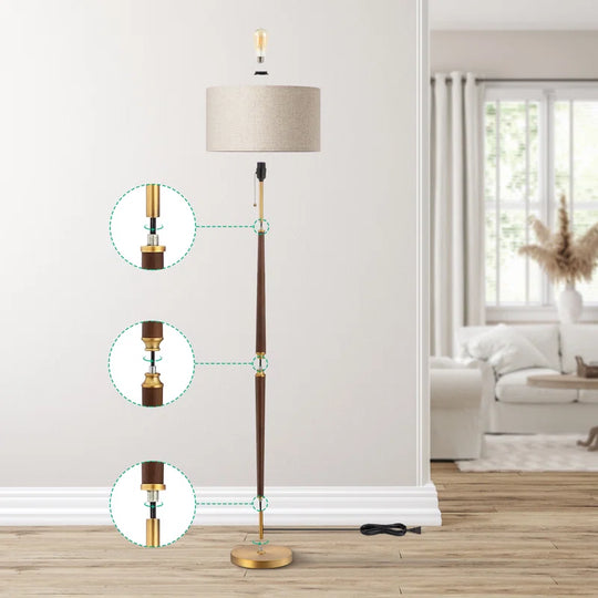 Salcido Electroplated Traditional Solid Wood Floor Lamp
