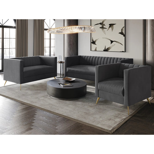 Clayfell Weiss Velvet Square Arm Chair/ Loveseat/ Sofa