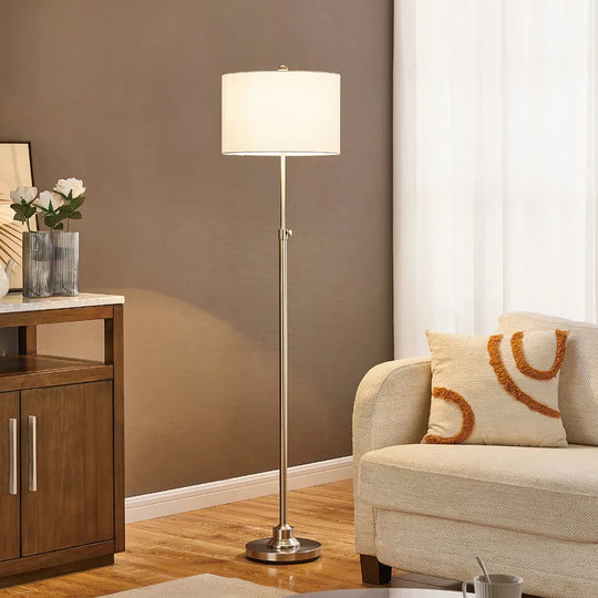 63.5" Standard Adjustable Floor Lamp with Fabric Linen Shade