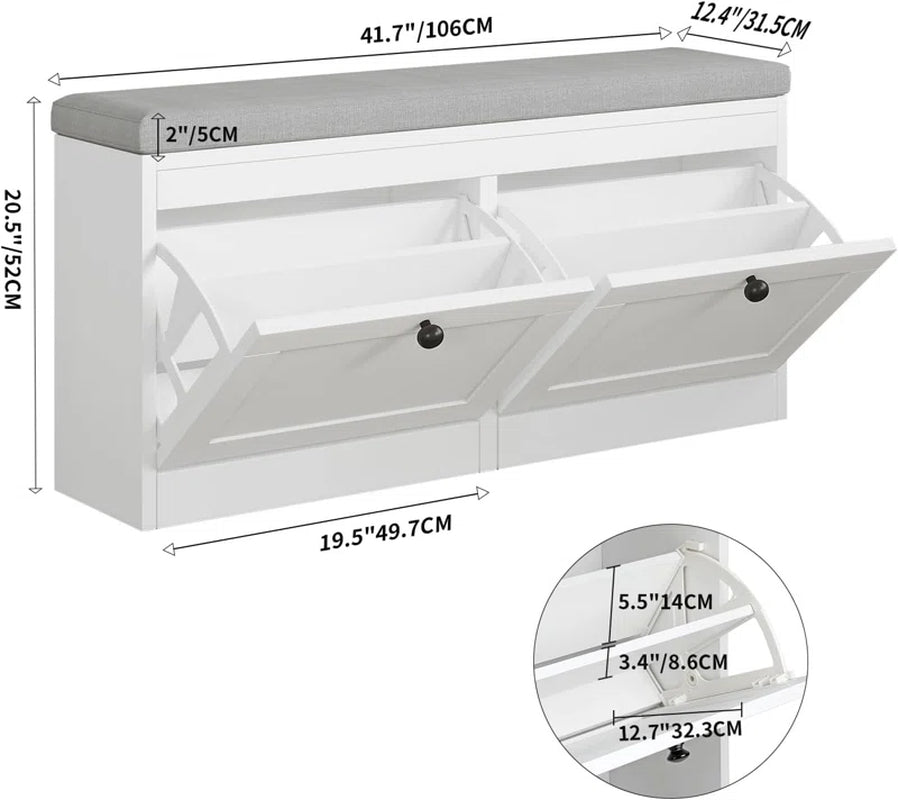 12 Pair Shoe Storage Bench