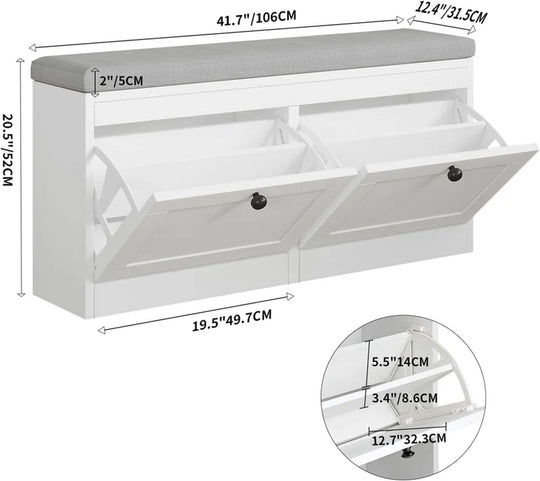 12 Pair Shoe Storage Bench