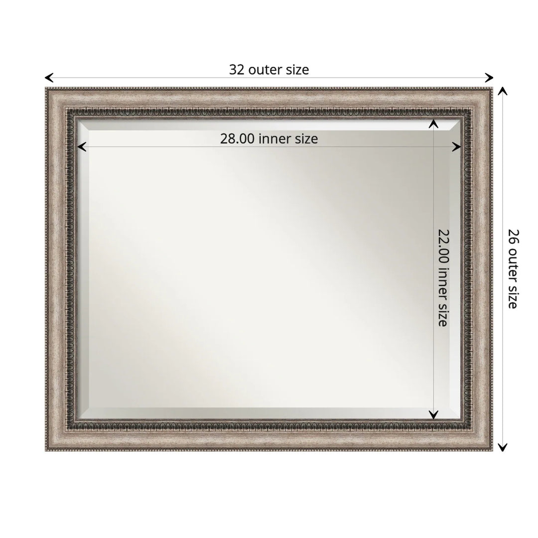 Beveled Bathroom Wall Mirror - Lyla Ornate Silver Frame - Lyla Ornate Silver