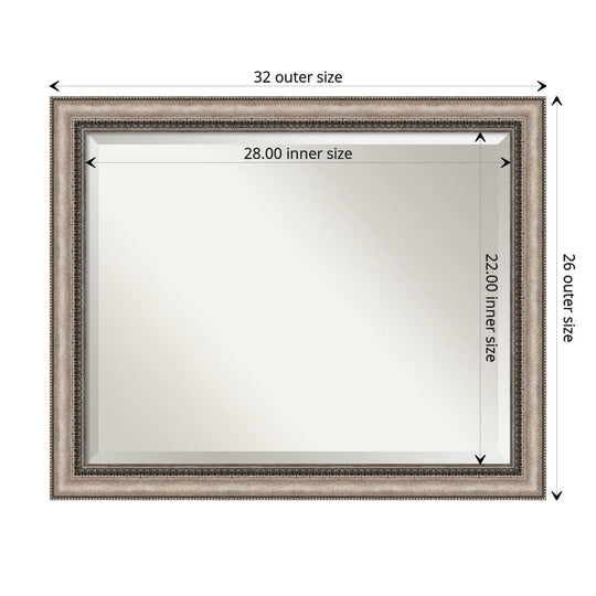 Beveled Bathroom Wall Mirror - Lyla Ornate Silver Frame - Lyla Ornate Silver